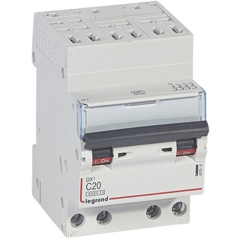 disjoncteur 20a 10ka courbe c tétrapolaire legrand dx3 auto / vis - 3 modules