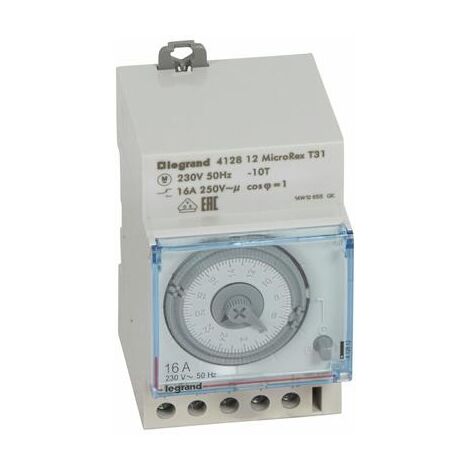 Legrand – Interrupteur horaire analogique programmable 230V – 16A – Montage sur rail DIN – Programmation journalière – Précision ± 5 minutes