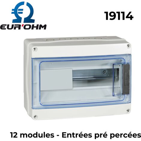 Coffret étanche IP65 - Nbre de rangées - 12 modules - Entrées pré percées