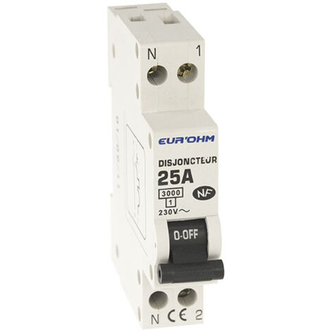 Disjoncteur 1P+N NF courbe C connexion vis haut/bas 3kA - IP20/IK02 25A