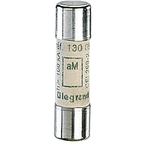 Cartouche industrielle cylindrique type aM 10x38mm sans voyant 25A LEGRAND 013025