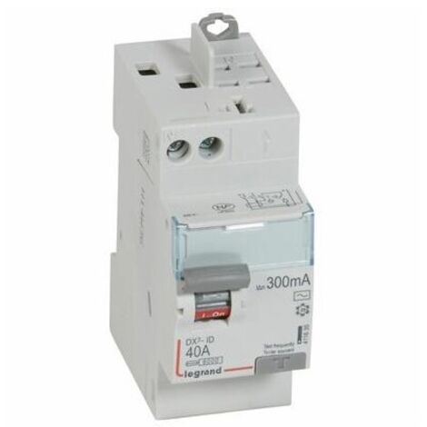 Legrand – Interrupteur différentiel bipolaire 2 Pôles 230V 40A type AC 300mA – Protection contre les défauts d'isolement – Rail DIN – IP20