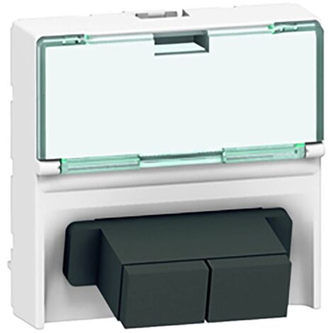 Prise traversée fibre optique 2xSC Mosaic 2 modules avec porte repère transparent et connexion push pull blanc (078617)