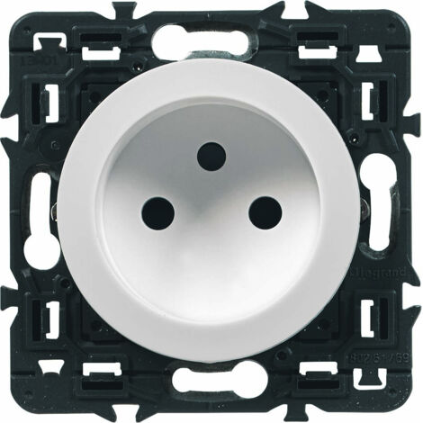 Legrand – Prise de courant 2P 16A sans terre – Blanc – Bornes automatiques – Installation facile – Pour boîtes à encastrer 40mm
