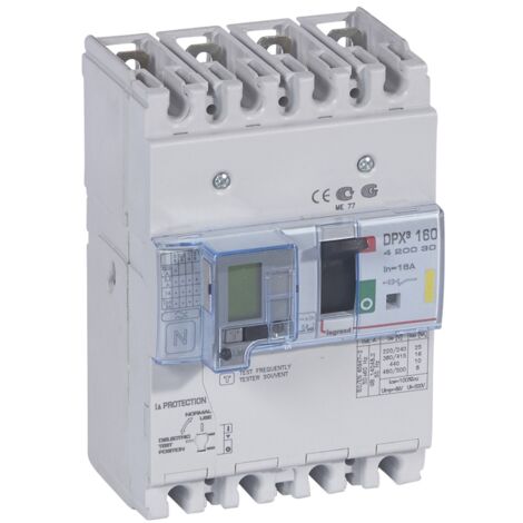 DISJONCTEUR MAGNETOTHERMIQUE DPX3 160 MT+DIFF 4P 16A 16KA LEGRAND 420030