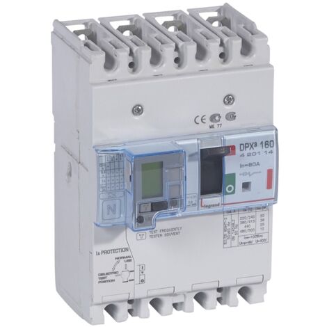Disjoncteur magnétothermique différentiel DPX³160 pouvoir de coupure 36kA 400V - 4P - 80A - LEGRAND