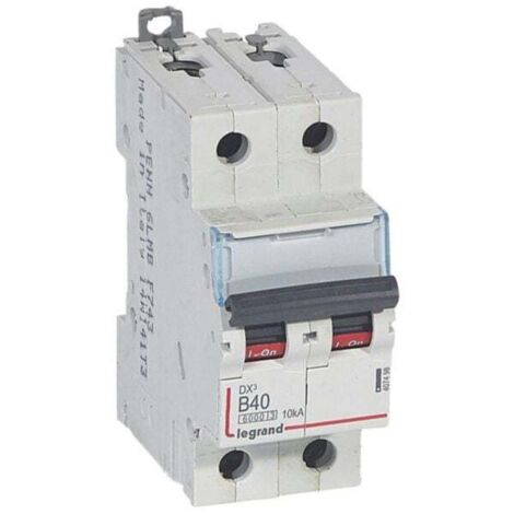 Disjoncteur DX3 10kA à vis 2 Pôles 400V 40A courbe B 2 modules LEGRAND 407498