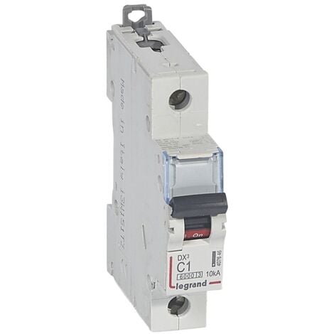 Disjoncteur DX³6000 arrivée haute et départ bas à vis 1 Pôle 230V à 400V 1A courbe C 1 module LEGRAND 407646