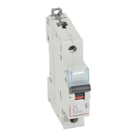 Disjoncteur DX³6000 arrivée haute et départ bas à vis 1 Pôle 230V à 400V 1A courbe C 1 module LEGRAND 407646