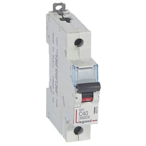 Disjoncteur DX³6000 arrivée haute départ bas à vis 1 Pôles de 230V à 400V 40A courbe C 1 module LEGRAND 407658