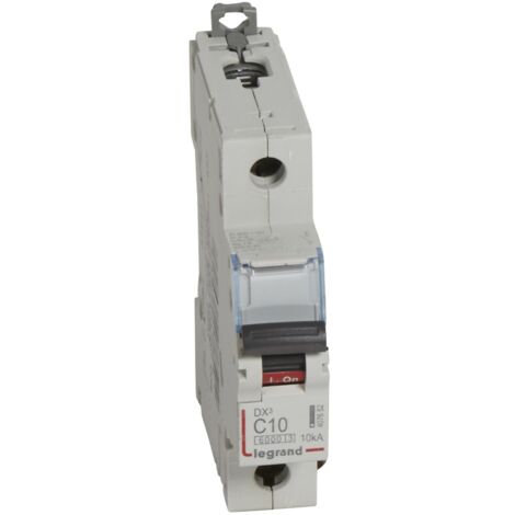Legrand – Disjoncteur unipolaire 10A – Courbe C – 1 module – 230V à 400V – Arrivée haute et départ bas à vis – Protection optimale des circuits