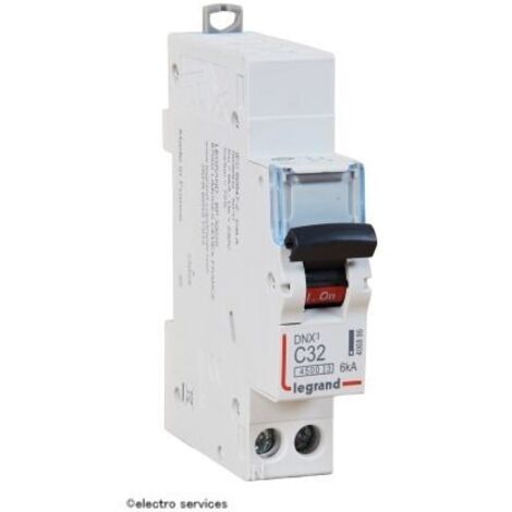 Disjoncteur DX³ 1P+N à gauche 32A 4500A/6kA bornes automatique LEGRAND 406886 (1/5)