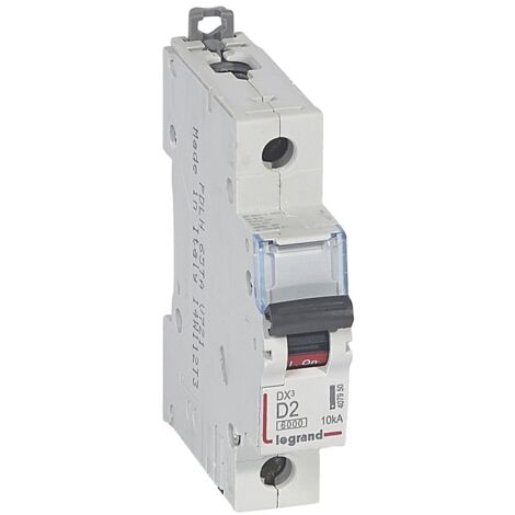 Disjoncteur DX³6000 arrivée haute départ bas à vis 1 Pôle 230V à 400V 2A Courbe D 1 module LEGRAND 407950 (1/3)