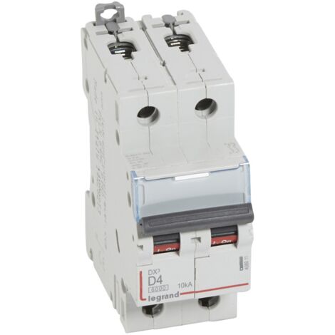 Disjoncteur DX³6000 arrivée haute et départ bas à vis 2 Pôles 230V à 400V 4A courbe D 2 modules LEGRAND 408011 (1/2)