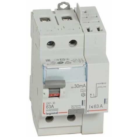 Legrand – Interrupteur différentiel DX³-ID 2P 230V 63A type A 30mA – Arrivée haut à vis et départ haut automatique – Protection circuits spécialisés