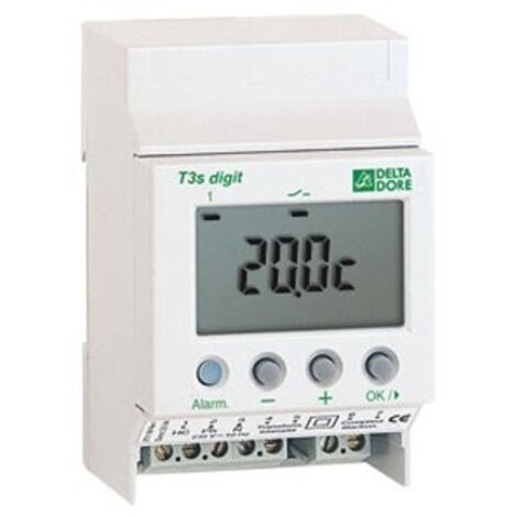Delta Dore – Thermostat électronique modulaire T1C-2 Digit – Programmation hebdomadaire – 1 contact – Affichage digital – Compatible avec chauffage électrique (1/2)