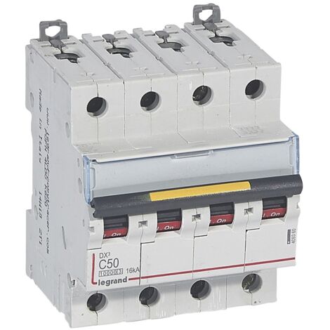 Disjoncteur DX³10000 16kA arrivée haute et départ bas à vis 4P - 400V - 50A - courbe C - 4 modules - LEGRAND (1/2)