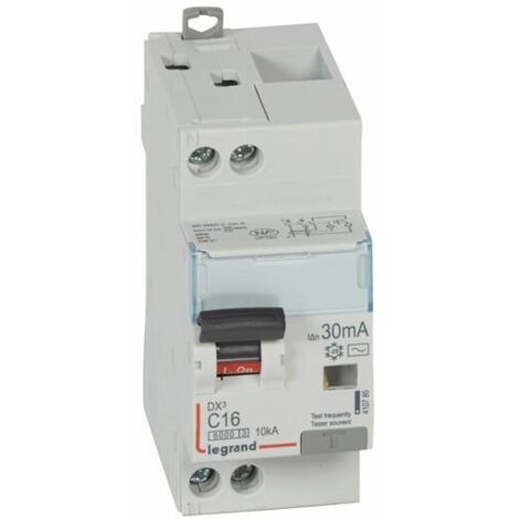 Legrand – Disjoncteur différentiel monobloc 10kA – 16A type AC – Tension 230V – Courbe C – Protection IP20 – Montage encastré (1/5)