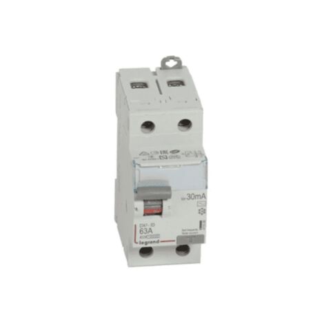 Legrand – Interrupteur différentiel bipolaire DX³-ID 2P 230V 63A type AC 30mA – Protection contre les courts-circuits – 2 modules