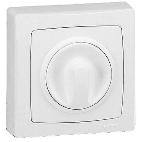 Legrand – Variateur de lumière complet blanc – Installation en saillie – Interrupteur à bouton rotatif – Mécanisme IP2X 250V