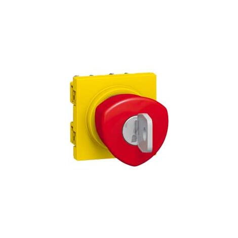 Poussoir coup de poing arrêt d'urgence Mosaic 2 modules NO+NF 3A 250V déverrouillage par clé rouge et jaune LEGRAND 076601 (1/2)