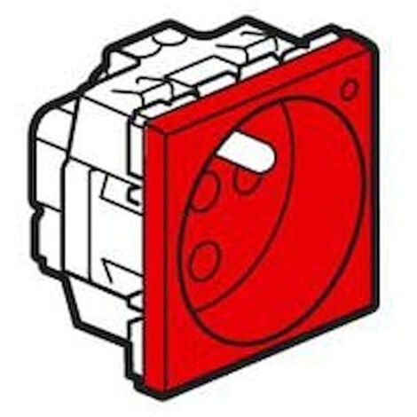 Prise 2P+T à détrompage avec voyant Mosaic bornes à vis 2 modules rouge antimicrobienne LEGRAND 077115 (1/2)