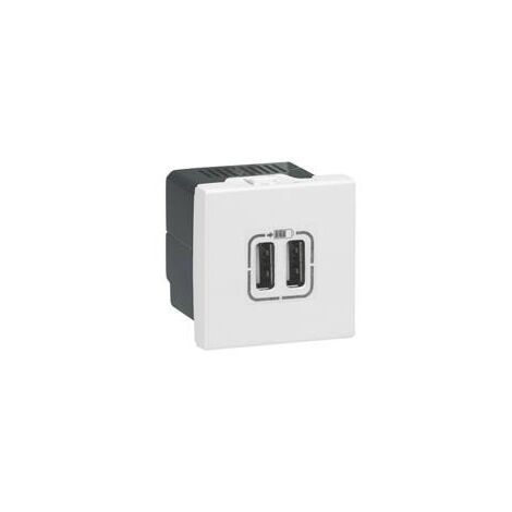Alimentation USB 230V/5V 2 ports 2 modules blanc LEGRAND Mosaic 077594
