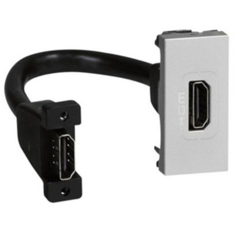 Prise HDMI Type-A version 2.0 pré-connectorisée Mosaic 1 module alu LEGRAND 079378 (1/3)