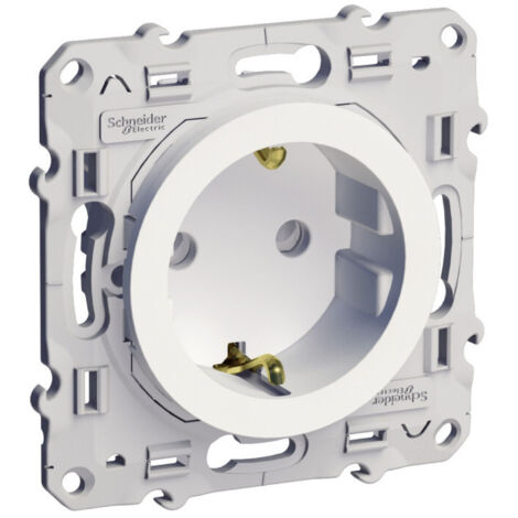 Schneider Electric – Prise de courant 2P+T standard allemand à vis – Connexion rapide – Enjoliveur blanc – Pour installation électrique (1/5)