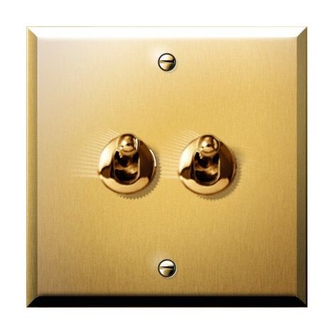 Arnould – Double va-et-vient 10A – finition or brossé – commandes dorées avec collerette – pour installation électrique professionnelle (1/4)