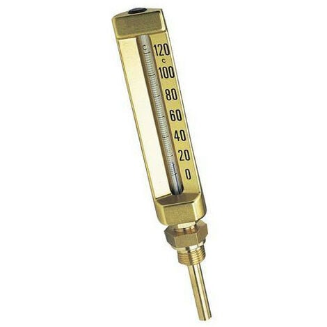 Thermomètre coudé boîtier alu pour chauffage 0-120°C L=100mm