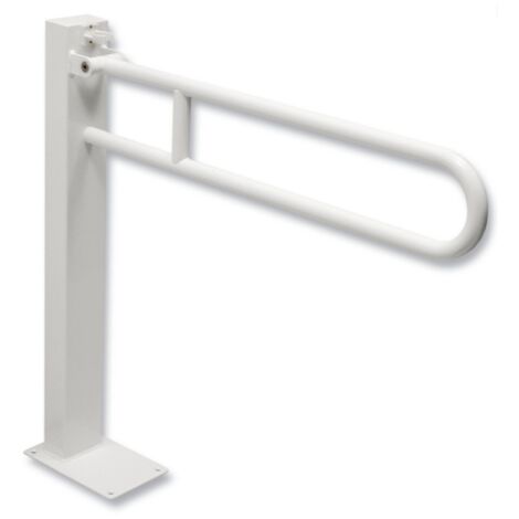 Idral – Barre de maintien pliante sur colonne peinte – Tube en acier d.30 – Charge 150 Kg – Finition époxy blanche – Installation au sol