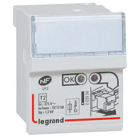 Legrand – Cassette de remplacement pour parafoudre – Compatible T2/T3 – Indicateur d'état – Capacité 12 kA – Facile à installer