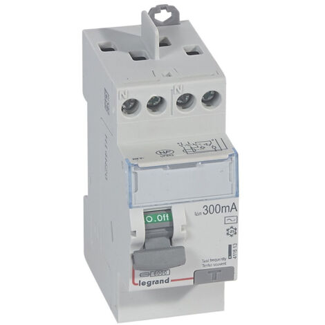 Interrupteur différentiel DX³-ID arrivée haute et départ haut à vis 2 Pôles 230V 25A type AC 300mA 2 modules LEGRAND 411613