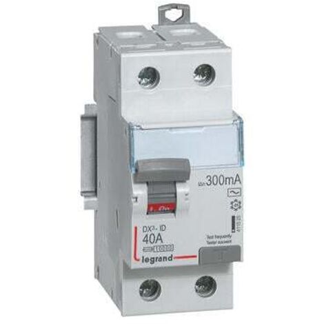 Legrand – Interrupteur différentiel DX³-ID bipolaire 230V~ – 40A – Sensibilité 300mA – Type AC – 2 modules pour accessoires motorisés