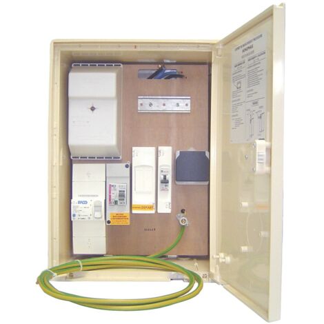 Michaud – Coffret de branchement provisoire monophasé – 1 disjoncteur 15/45A – Prise 16A avec protection – Câble de mise à la terre 3m