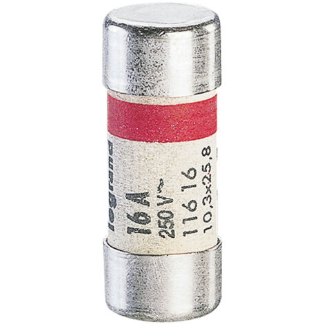 Cartouche cylindrique domestique 10,3x25,8mm sans voyant 16A LEGRAND 011616