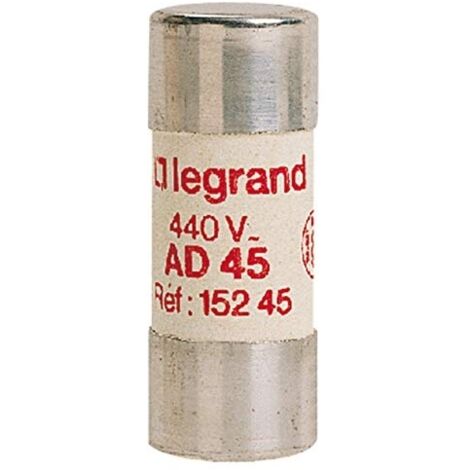 Legrand – Cartouche fusible cylindrique 45A – Tension 440V AC – Puissance de coupure 32kA – Taille 22x58mm