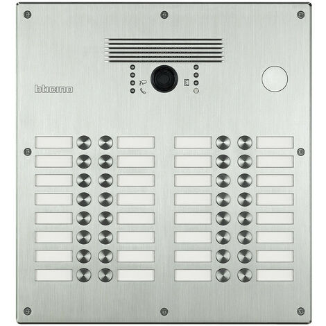 Platines monobloc antivandales à bouton poussoir Linea 300 pour 21 à 32 appels façade Alu (308005)