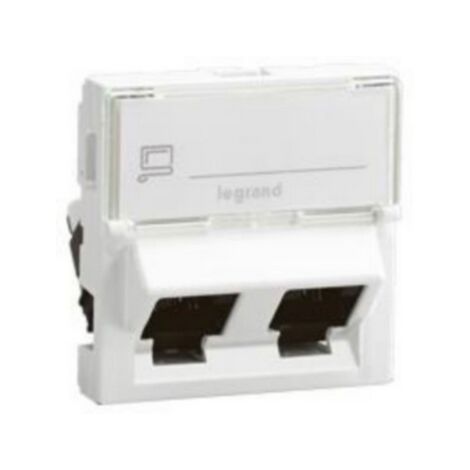 Legrand Plastron Mosaic 45x45 incliné blanc 2 ports RJ45