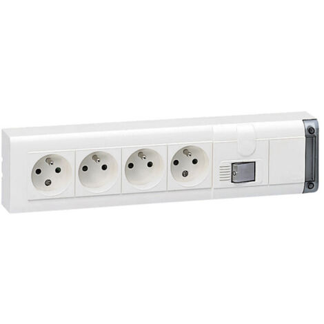 Legrand – Bloc multiprise fixable 4 prises 2P+T 16A 3500W – Longueur 309mm – Interrupteur bipolaire à voyant – 50613
