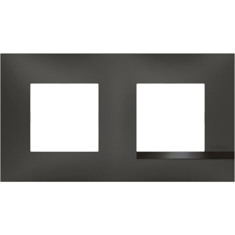 Plaque Altège Classico 2 postes Nuit noir satiné avec liseré noir brillant BTICINO BTAL9NU2