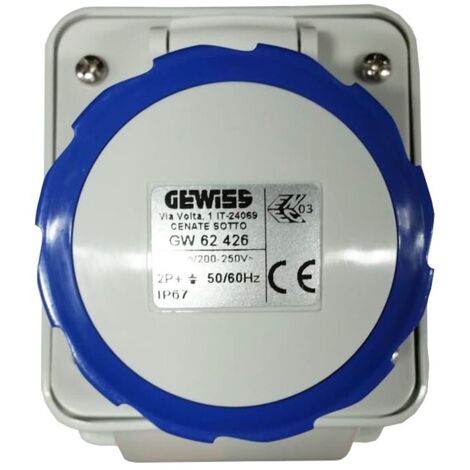 SOCLE DE PRISE 10°ET.SAILLIE 2P+T 16A 230V GEWISS GW62426 (1/2)