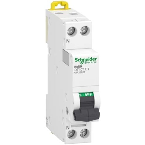 Schneider Electric – Disjoncteur unipolaire 1P+N 1A courbe C 4500A – Rail DIN 9mm – Conforme EN 60898 – 230V AC 50/60Hz (1/4)