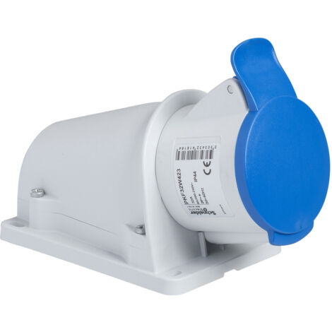 Socle prise BT saille inclinée connexion vis IP44 32 A 2P+T 250 V SCHNEIDER PKF32W423