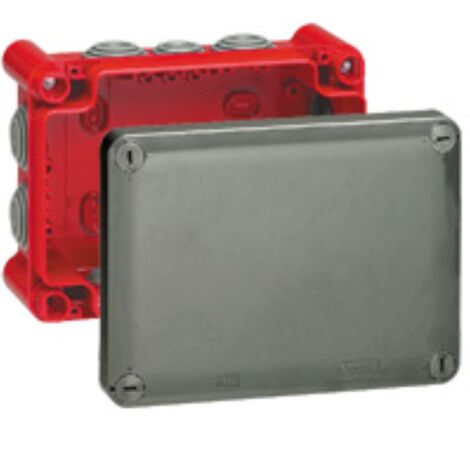 Legrand – Boîte de dérivation rectangulaire Plexo – RAL7037 et RAL3000 – IP55 – IK07 – 960°C – 10 embouts interchangeables – 155mm x 110mm x 74mm