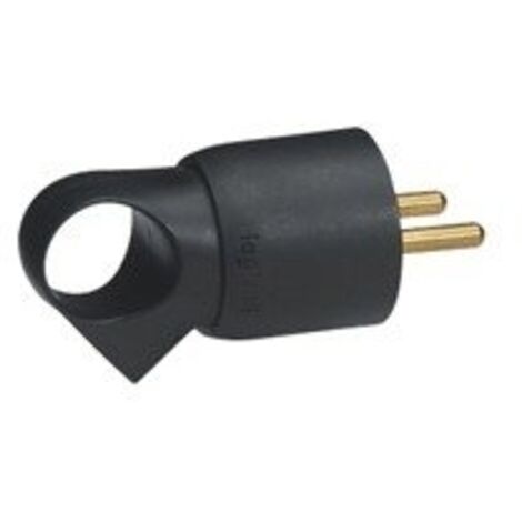 Fiche plastique 2P+T 16A à anneau noir sortie droite LEGRAND 050428 (1/3)