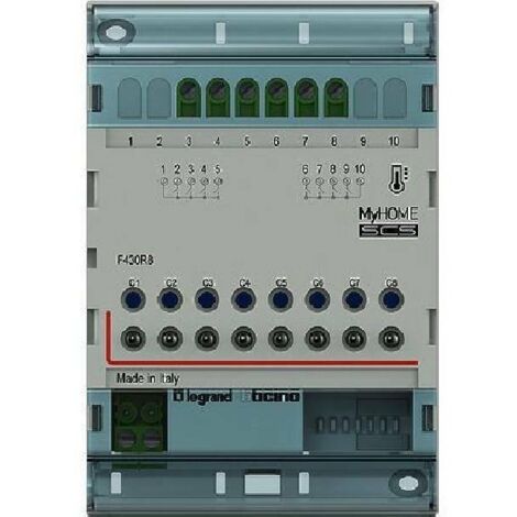 Actionneur 8 relais indépendants gestion de température MyHOME BUS 4 modules BTICINO F430R8