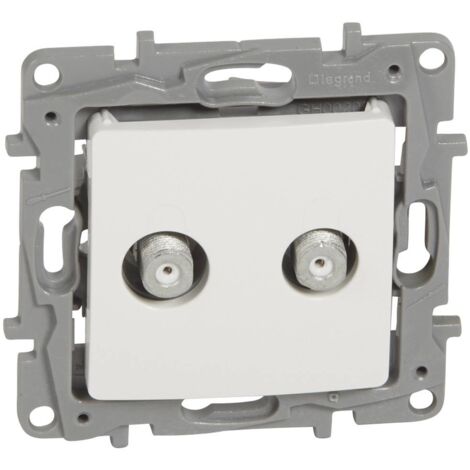 Prise TV double pour réseaux câblés Niloé type 'F' à visser Pur LEGRAND 664766