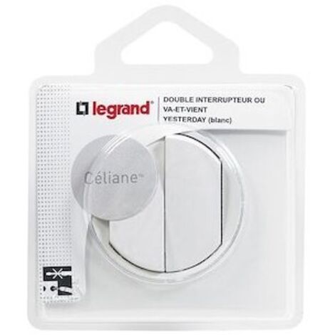 Legrand – Interrupteur double va-et-vient 10A – Fixation par vis – Compatible avec support Batibox – Pour environnements résidentiels et professionnels